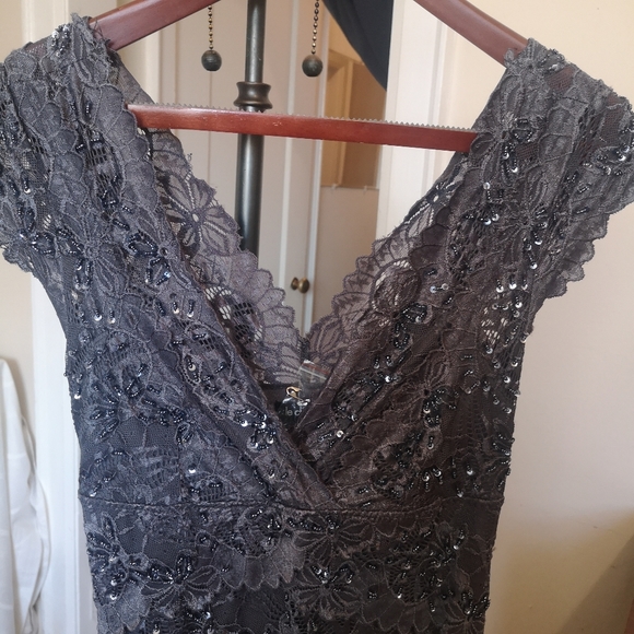 3/$20 Le Chateau lined, beaded blue dress - Picture 7 of 8